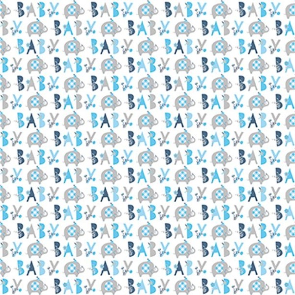 Baby Elefant Geschenkpapier blau 76cm x 1,52m