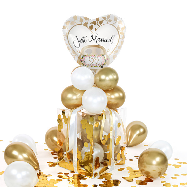 Balloha Geschenkbox DIY Just Married Auto Gold XL