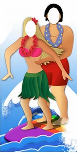 Hawaiianisches Surfer Pärchen Fotowand 1,83m