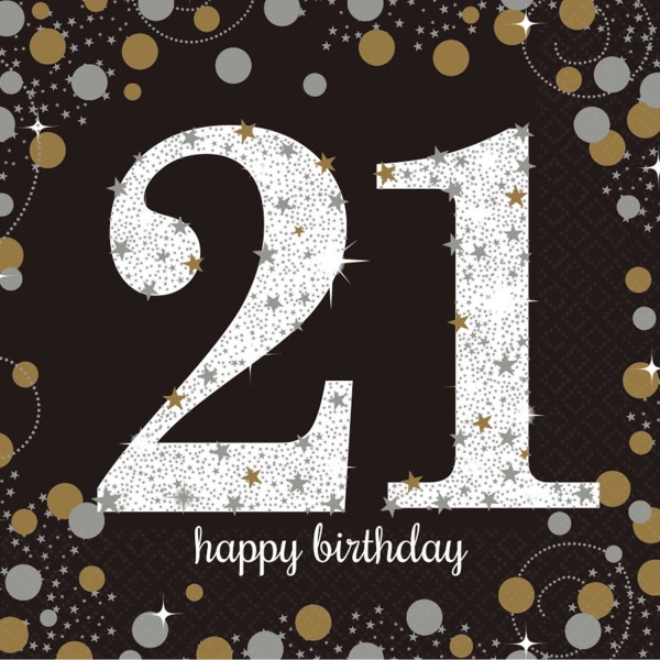 16 Golden 21st Birthday Servietten 33cm