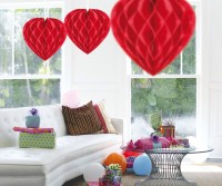 roter Herz Wabenball 30cm