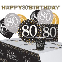 Golden 80th Birthday Deko Set 41-teilig