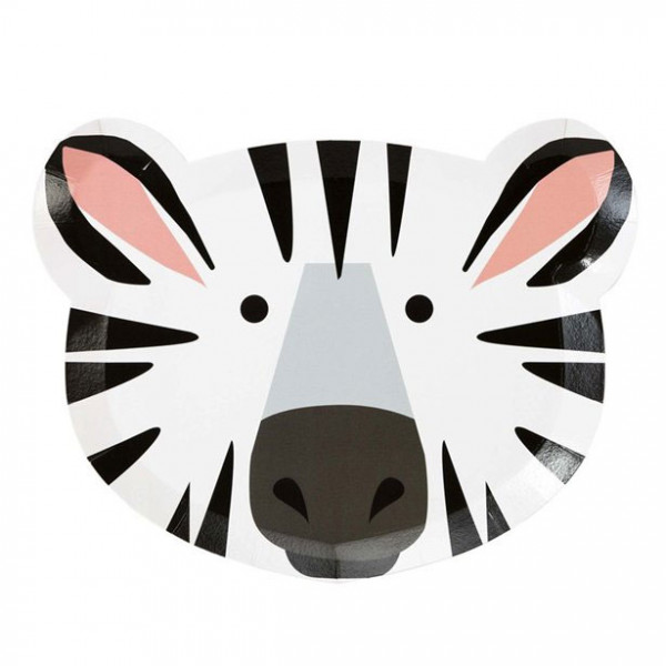 12 Partyteller Zebra und Tiger 23cm 2