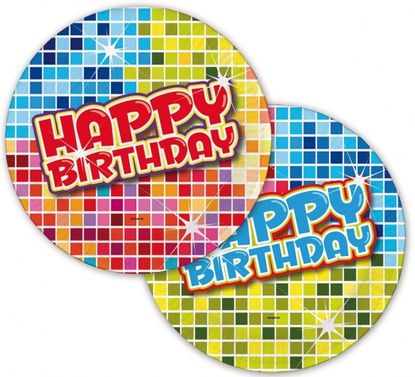 6 Groovy Happy Birthday Untersetzer 18cm