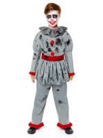 Vorschau: Grauer Halloween Horror Clown Kinderkostüm