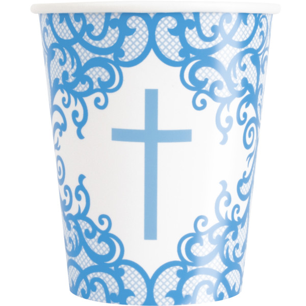8 Festive Blue Pappbecher 260ml
