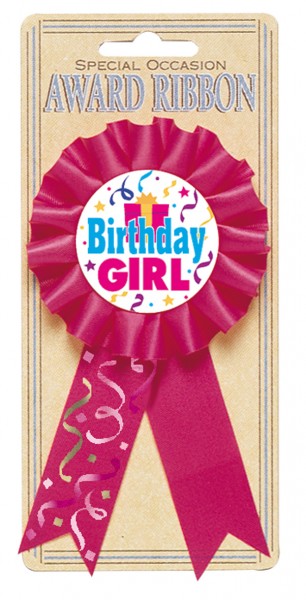 Birthday Girl Anstecknadel Magenta Mit Partydeko Motiv