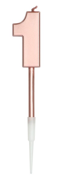 Rosy Blush Zahlenkerze 1 roségold 14cm