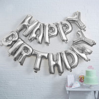 Silberner Mix & Match Happy Birthday Folienballon