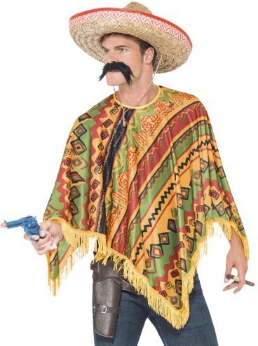 Mexiko Poncho & Schnurrbart Set