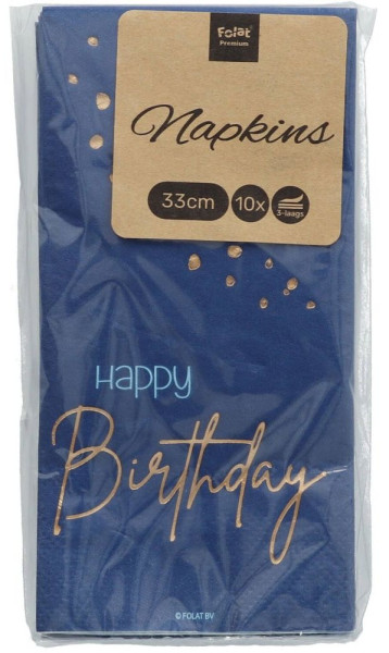10 Elegant Blue Birthday Servietten 33cm 6