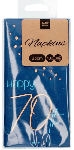 10 Elegant Blue 70th Birthday Servietten 33cm 6