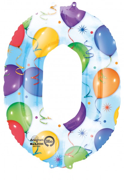 Zahlenballon 0 kunterbunt