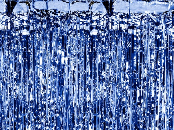 Blauer Lametta Partyvorhang 90 x 250cm