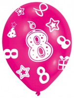 Vorschau: 6 bunte Luftballons 8.Geburtstag 27,5 cm