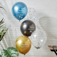 Vorschau: 5 Happy Fathers Day Latexballons 31cm