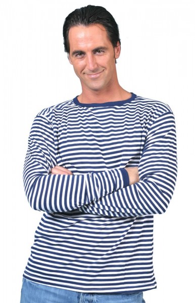 Blaues Langarm Ringelshirt Herren