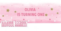 Personalisierbarer Banner pink star 1,5m