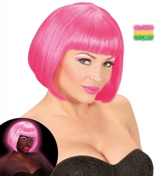 Neon-Pinke UV-Perücke Bob