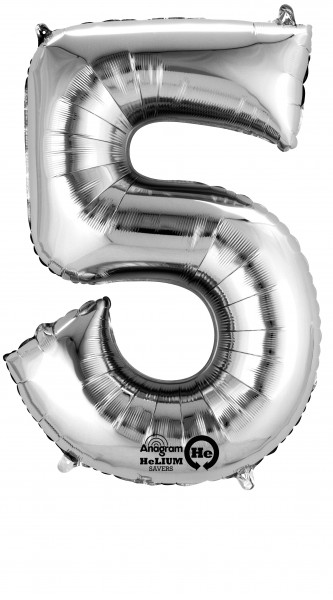Zahlenballon 5 silber 86cm