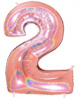 Holo Zahlenballon 2 roségold 1,01m