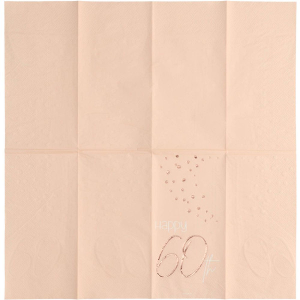 10 Rosy Blush 60th Birthday Servietten 33cm 3