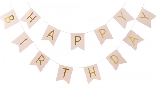 Gold-Rosa Happy Birthday Girlande
