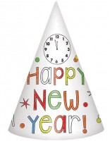 8 New Year Partyhüte zum Ausmalen