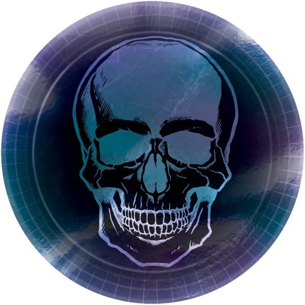 8 Shimmer Skull Halloween Teller 23cm