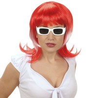 Damen Fan Perücke rot-weiß