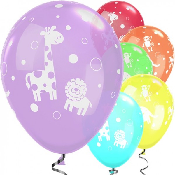 6 Baby Dschungeltiere Luftballons 28cm