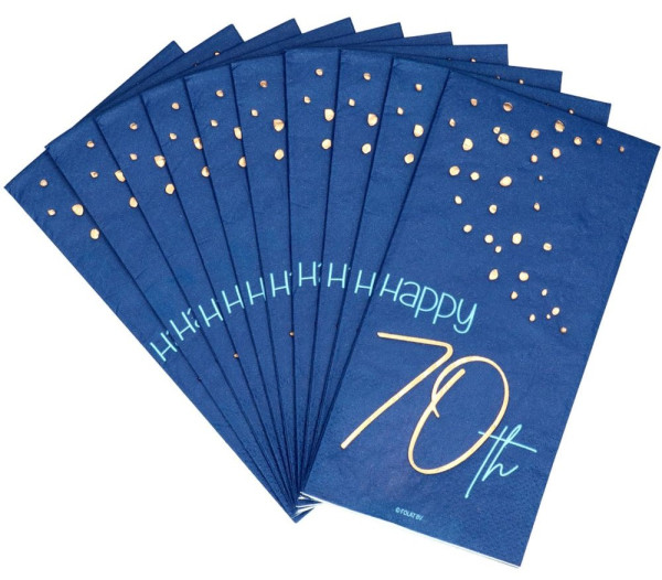 10 Elegant Blue 70th Birthday Servietten 33cm