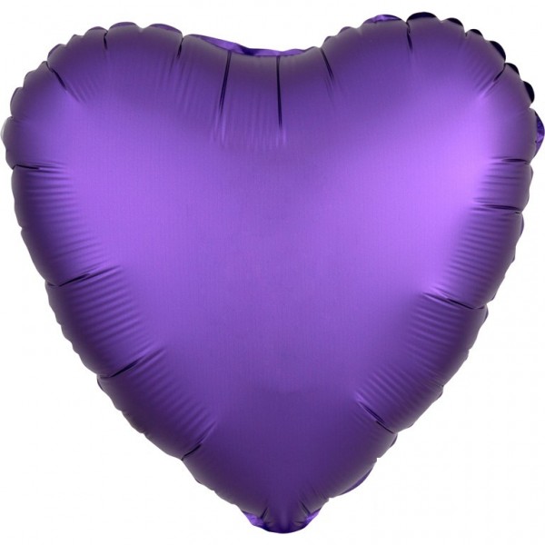 Edler Satin Herzballon lila 43cm