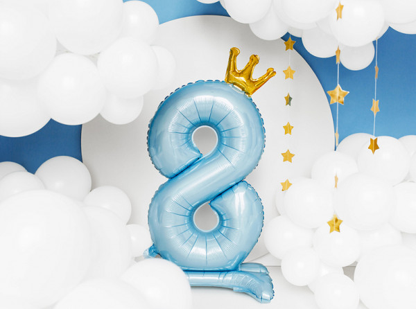 Babyblue Zahl 8 stehender Folienballon 2