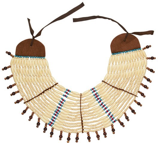 Braun-Beige-Blaues Perlenhalsband