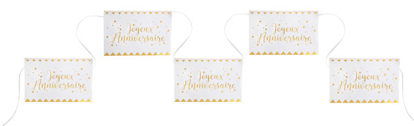 Joyeux Anniversaire Girlande weiß-gold 5m