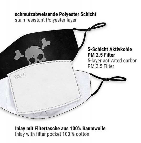 Mund Nasen Maske Pirat für Erwachsene 4