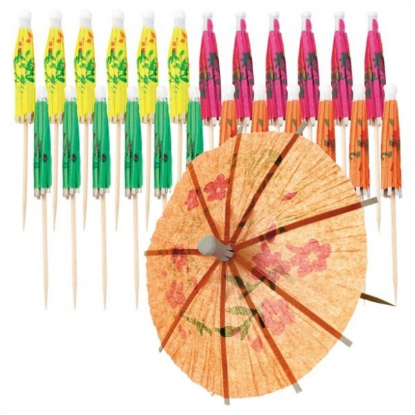 120 Bunte Cocktailschirmchen 10cm