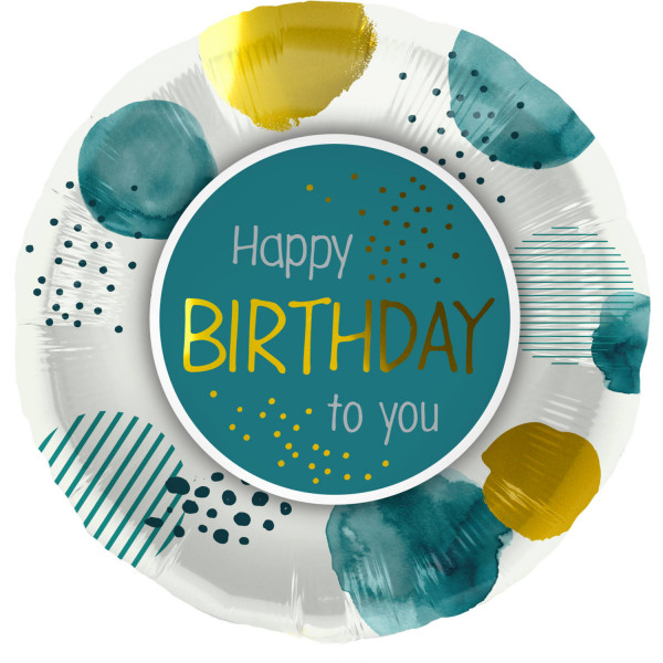 Aquarell Punkte Birthday Folienballon 45cm