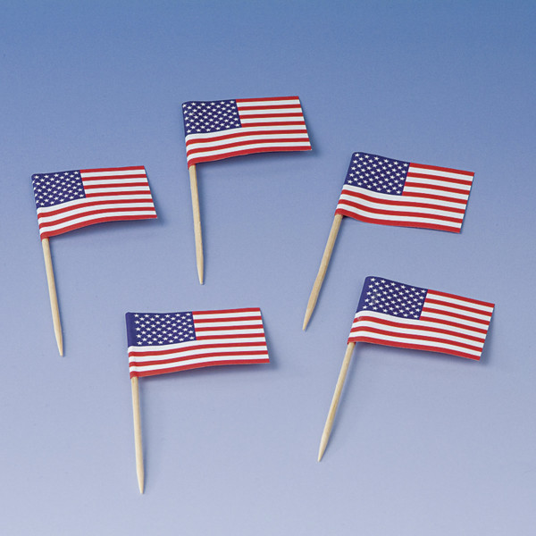 200 American Spirit Flaggen Party Spieße 8cm
