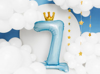 Babyblue Zahl 7 stehender Folienballon