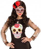 Dia De Los Muertos Augenmaske Weiß-Rot