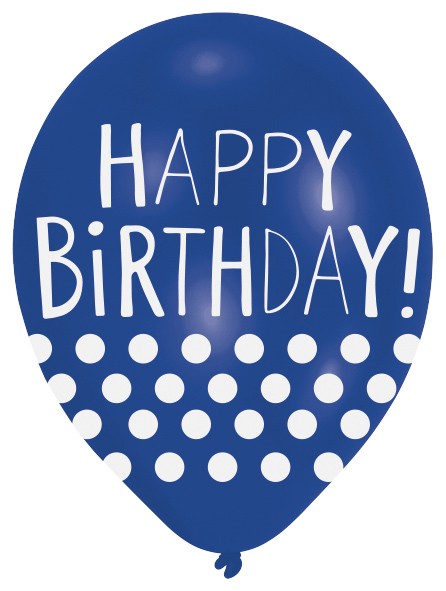 6 Happy Birthday Ballons mit Punkten 28 cm 3
