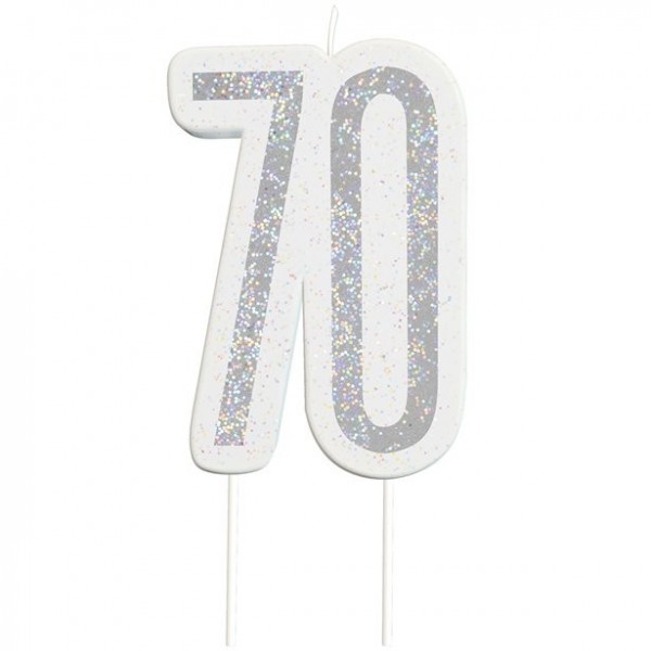 70. Geburtstag silberfarbene Tortenkerze