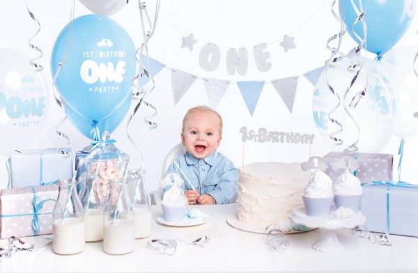 One Star Partykoffer silber-blau 33-teilig