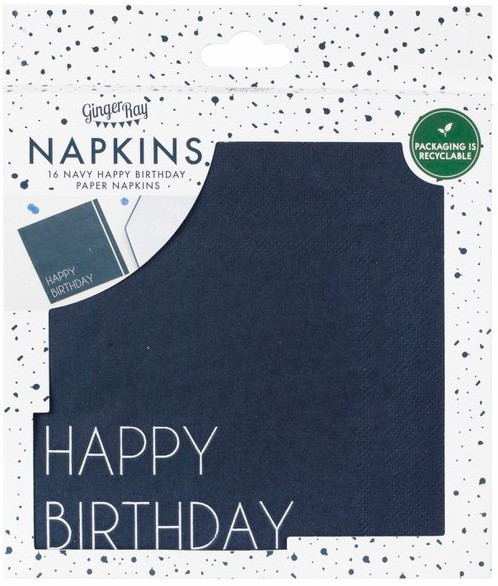 16 Blaue Happy Birthday Eco Servietten 2