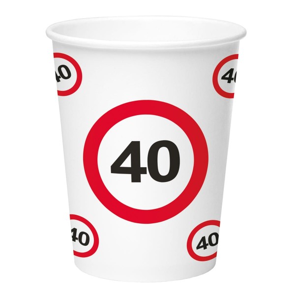 8 Verkehrsschild 40 Pappbecher 350ml