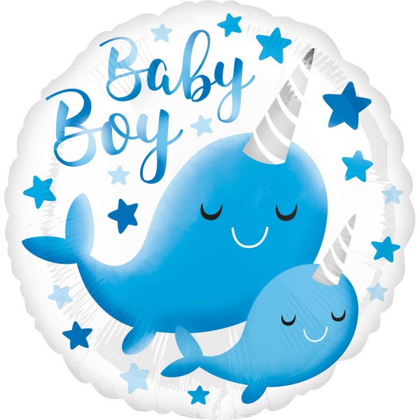 Baby Boy Folienballon Narwal 45cm