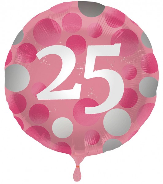 25. Geburtstag Glossy Pink Folienballon 45cm
