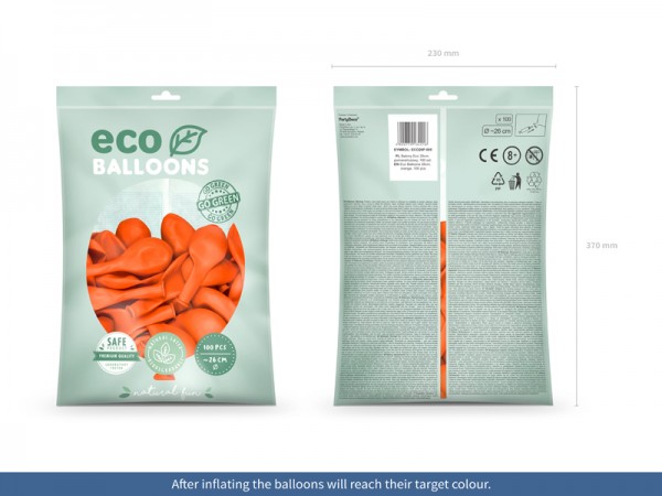 100 Eco Pastell Ballons orange 26cm 2